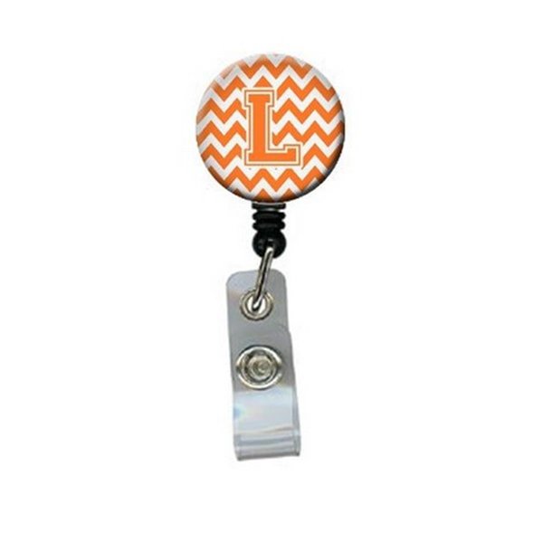 Teachers Aid Letter L Chevron Orange & White Retractable Badge Reel TE254070